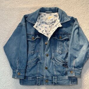 London Fog Vintage Denim Jacket Floral Lined 90s Trucker Women’s Small